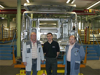 Die Gesprchsteilnehmer (v.l.n.r.): Jean-Claude Saeul (MAN Nutzfahrzeuge), Roland Kinzel (GDV Systems) und Johann Dumele (MAN Nutzfahrzeuge).