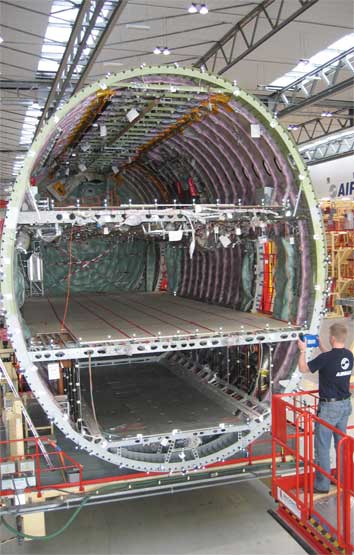 Mesure de l'interface de section de fuselage sur l'AIRBUS A380.